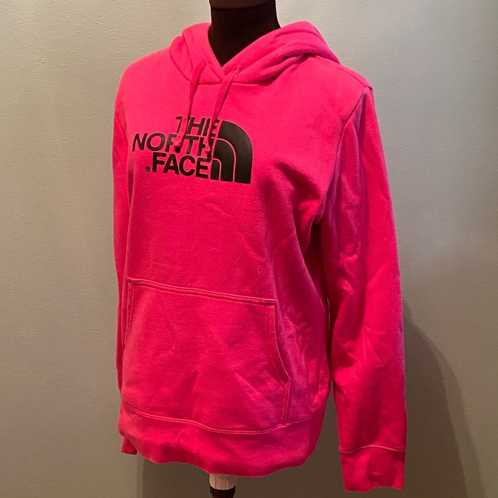 North Face pink hoodie size large EUC